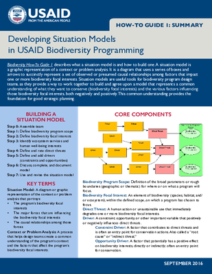 How-To-Guide 1 Summary: Developing Situation Models in USAID Biodiversity Programming